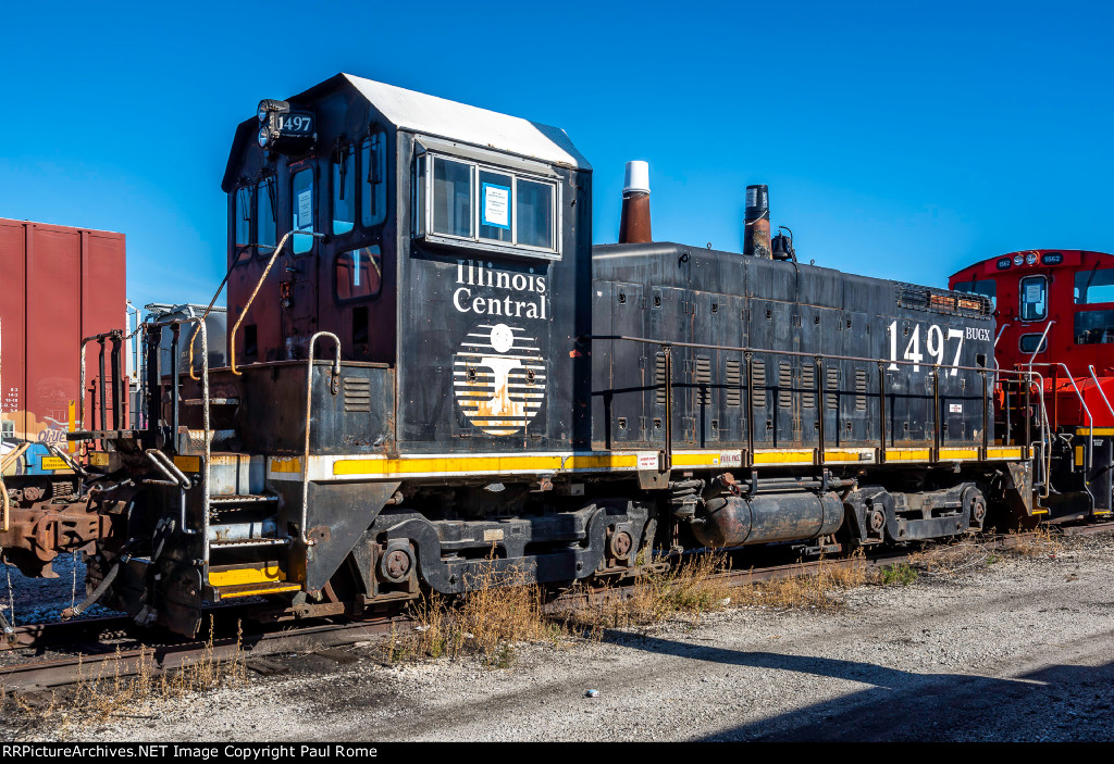 BUGX 1497, ex IC ICG 1497 EMD SW14, ex IC 9459 ex ICG 459 SW9 at BRC Clearing Yard